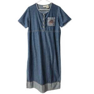 Bobbie Brooks Denim Short Sleeve Dress Women's 14/16 Maxi Short Sleeve